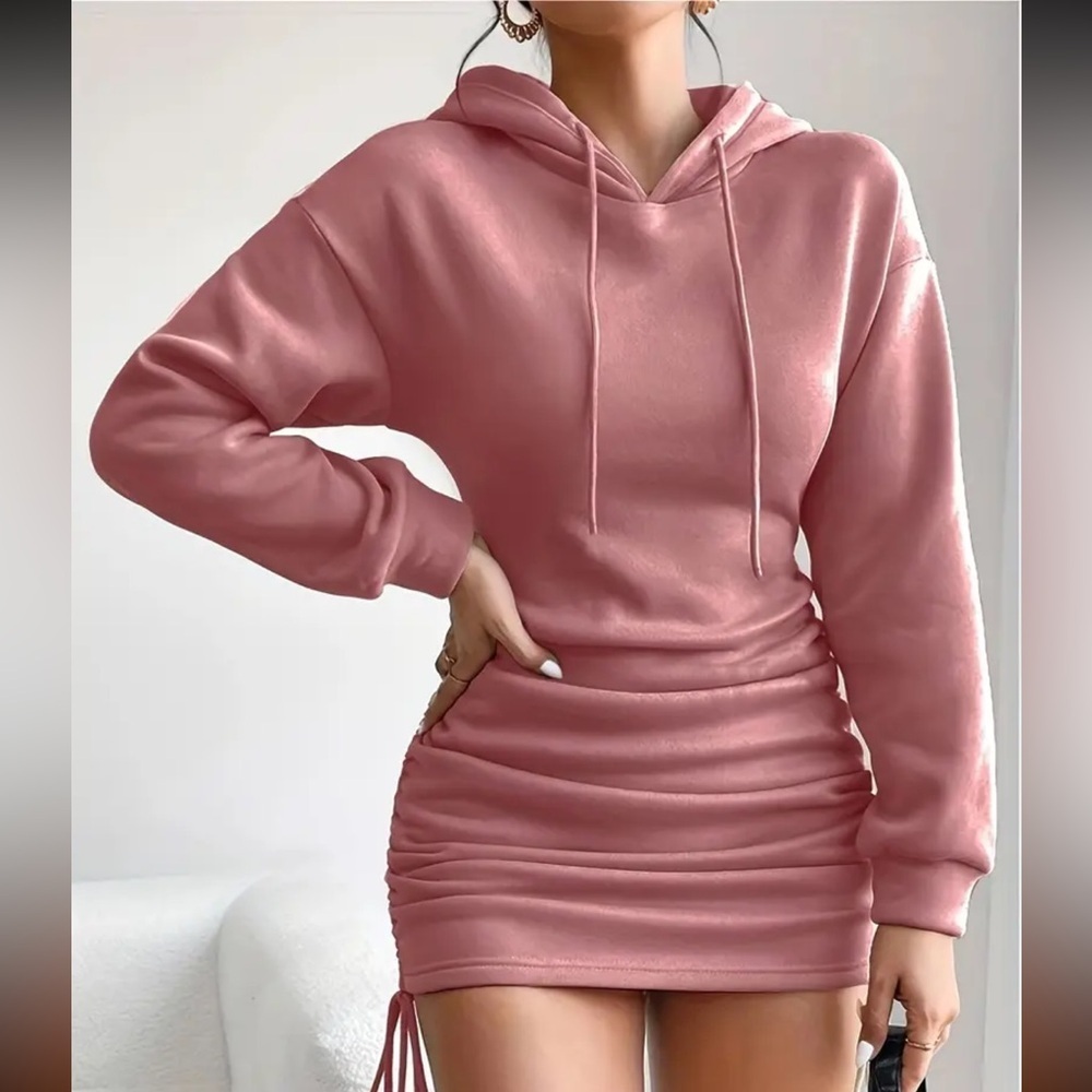 Dusty Rose Hooded Dress